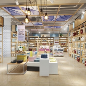 现代超市床品区3D模型下载